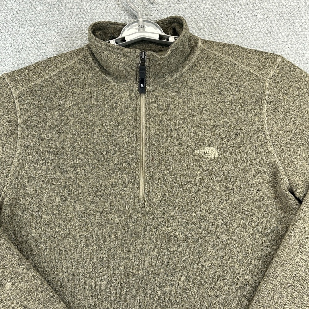 North Face Jacket Mens XL Brown Pockets 1/4 Zip Fleece Sweater Outdoor Hike - Picture 2 of 16